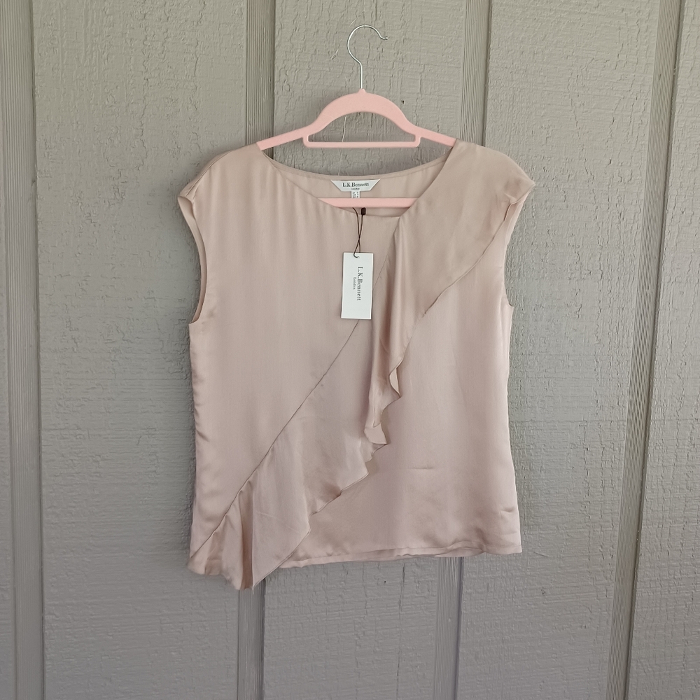 LK Bennett Shina Silk Top Size 6 Women Ruffle S Feminine Light Weight